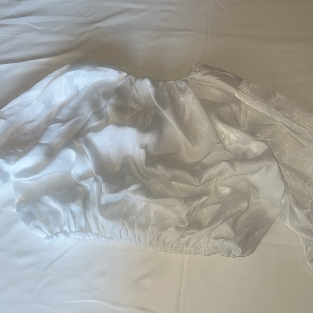 Zara white balloon sleeve crop top, size L - Picture 8 of 12